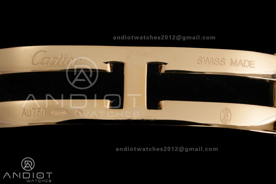 Panthère Ladies 27mm YG AF 1:1 Best Edition White Dial Diamonds Bezel on YG Bracelet Ronda Quartz