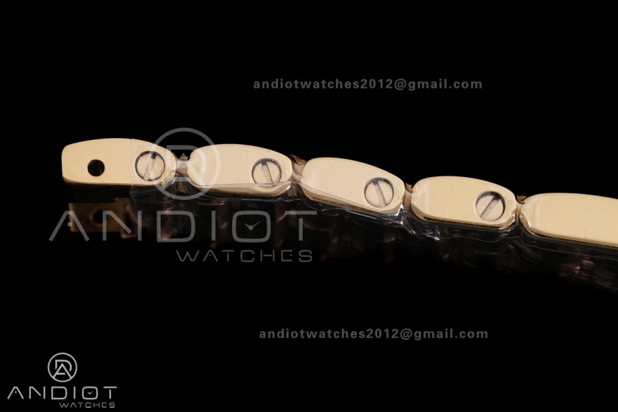 Panthère Ladies 27mm YG AF 1:1 Best Edition White Dial Diamonds Bezel on YG Bracelet Ronda Quartz