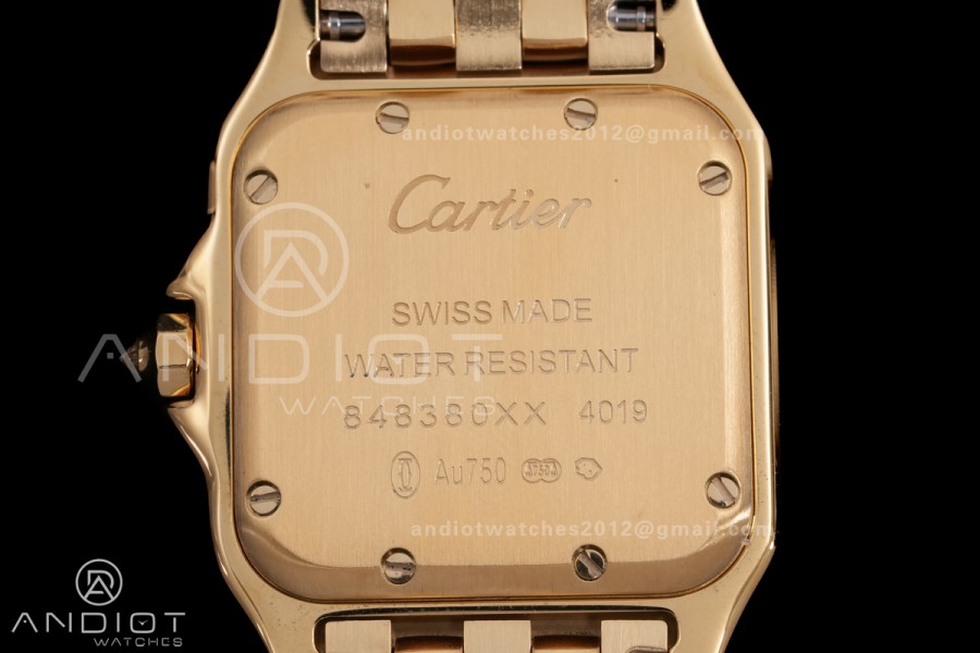 Panthère Ladies 27mm YG AF 1:1 Best Edition White Dial Diamonds Bezel on YG Bracelet Ronda Quartz