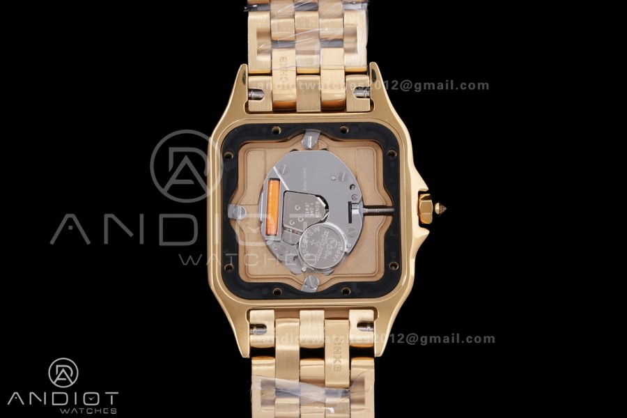 Panthère Ladies 27mm YG AF 1:1 Best Edition White Dial Diamonds Bezel on YG Bracelet Ronda Quartz