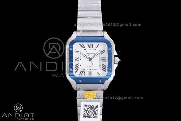  Santos de Cartier XL 40mm SS AF White Dial Blue B...