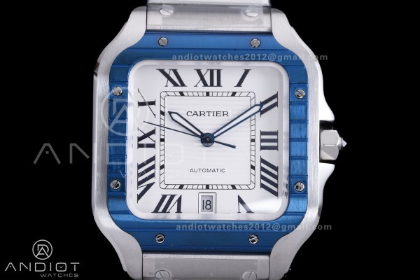  Santos de Cartier XL 40mm SS AF White Dial Blue B...