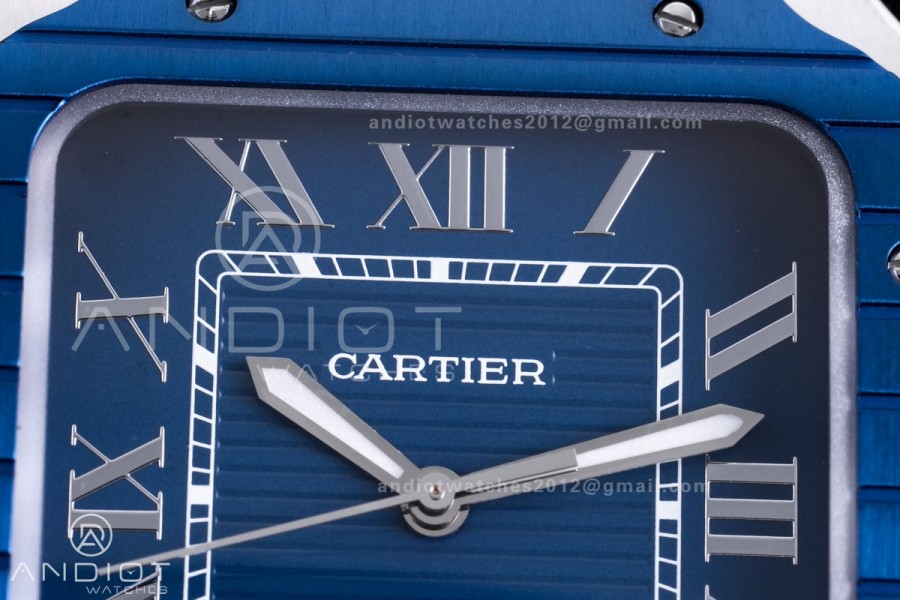  Santos de Cartier XL 40mm SS AF Blue Dial Blue Bezel SS Bracelet MIYOTA 9015