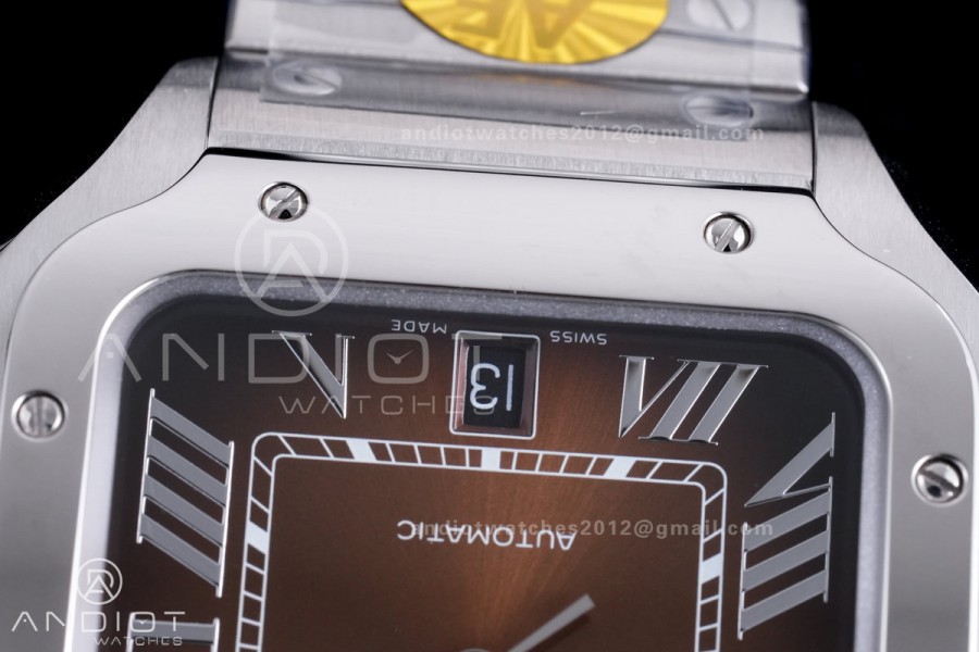 Santos de Cartier 40mm SS AF 1:1 Best Edition BrownDial on SS SmartLinks Bracelet MIYOTA 9015