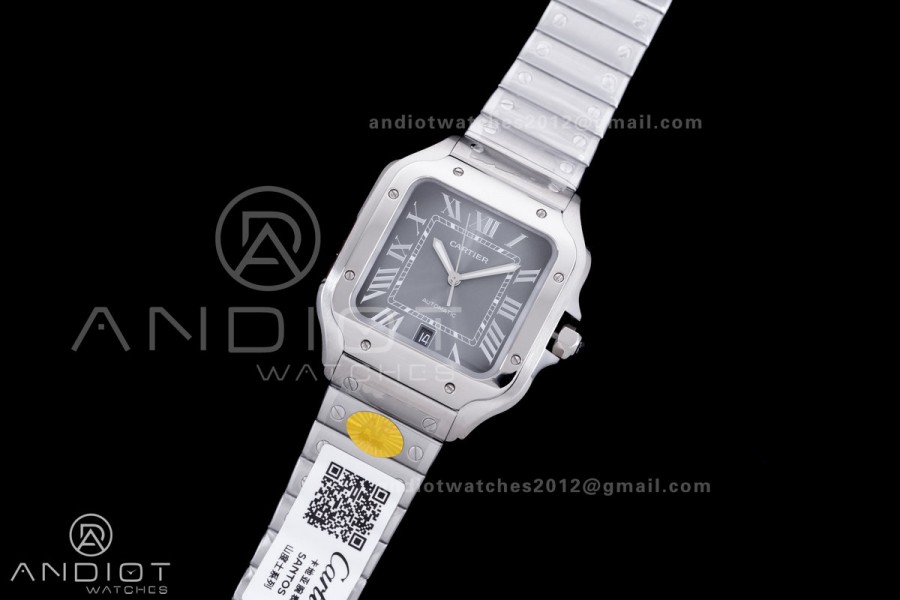 Santos de Cartier 40mm SS AF 1:1 Best Edition Grey Dial on SS SmartLinks Bracelet MIYOTA 9015