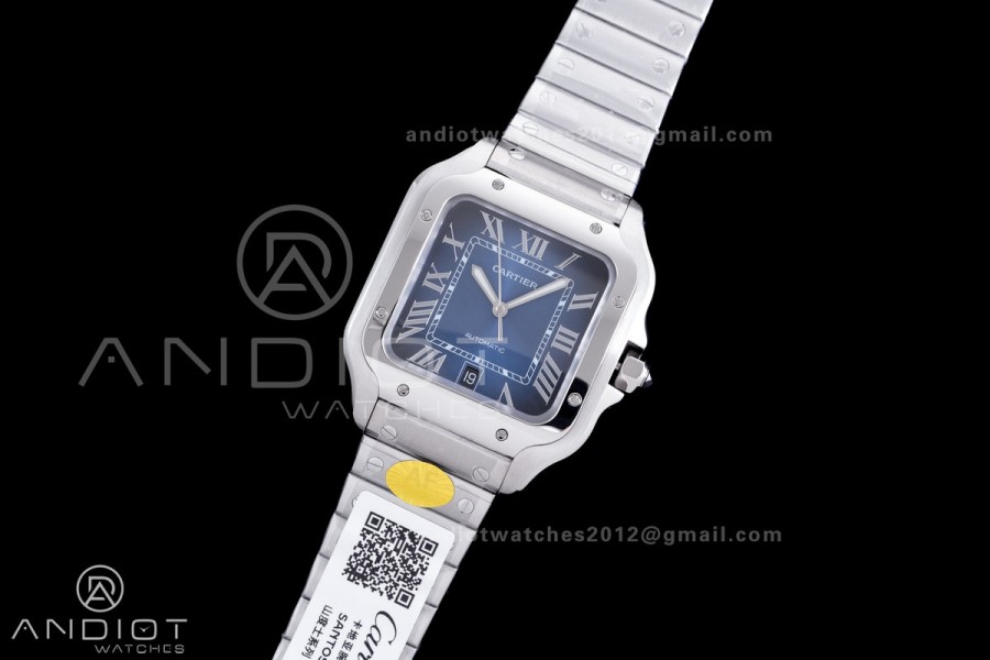 Santos de Cartier 40mm SS AF 1:1 Best Edition Blue Dial on SS SmartLinks Bracelet MIYOTA 9015