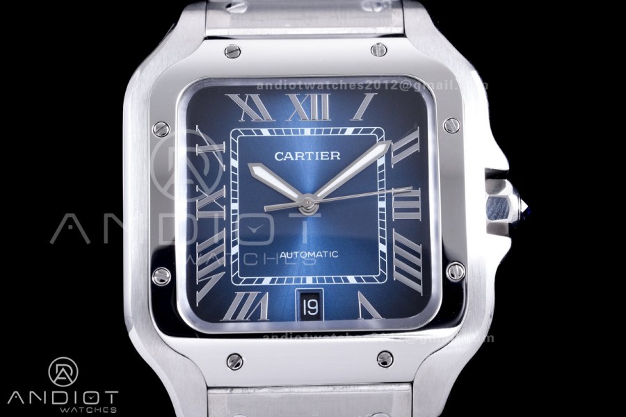 Santos de Cartier 40mm SS AF 1:1 Best Edition Blue Dial on SS SmartLinks Bracelet MIYOTA 9015