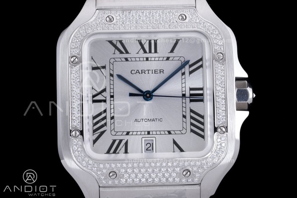 Santos de Cartier XL 40mm SS AF White Dial Diamond...