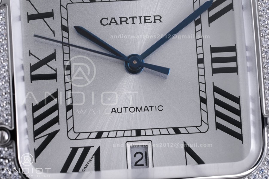 Santos de Cartier XL 40mm SS AF White Dial Diamond Bezel SS Bracelet MIYOTA 9015