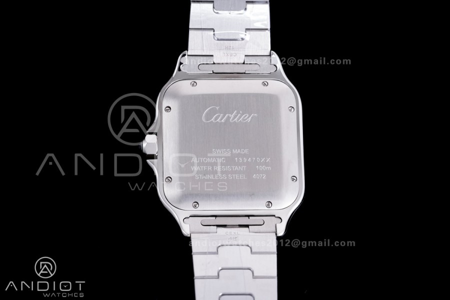 Santos de Cartier XL 40mm SS AF White Dial Diamond Bezel SS Bracelet MIYOTA 9015