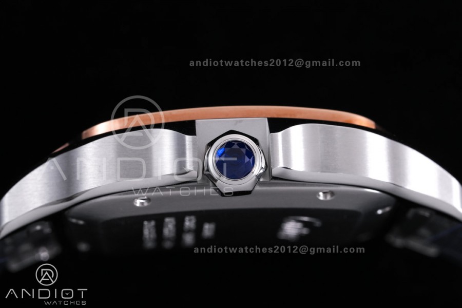 Santos de Cartier 40mm SS/RG AF 1:1 Best Edition White Dial on SS SmartLinks Bracelet MIYOTA 9015