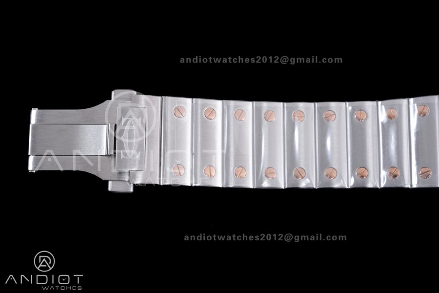 Santos de Cartier 40mm SS/RG AF 1:1 Best Edition White Dial on SS SmartLinks Bracelet MIYOTA 9015