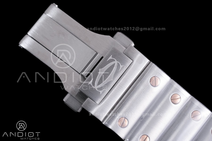 Santos de Cartier 40mm SS/RG AF 1:1 Best Edition White Dial on SS SmartLinks Bracelet MIYOTA 9015