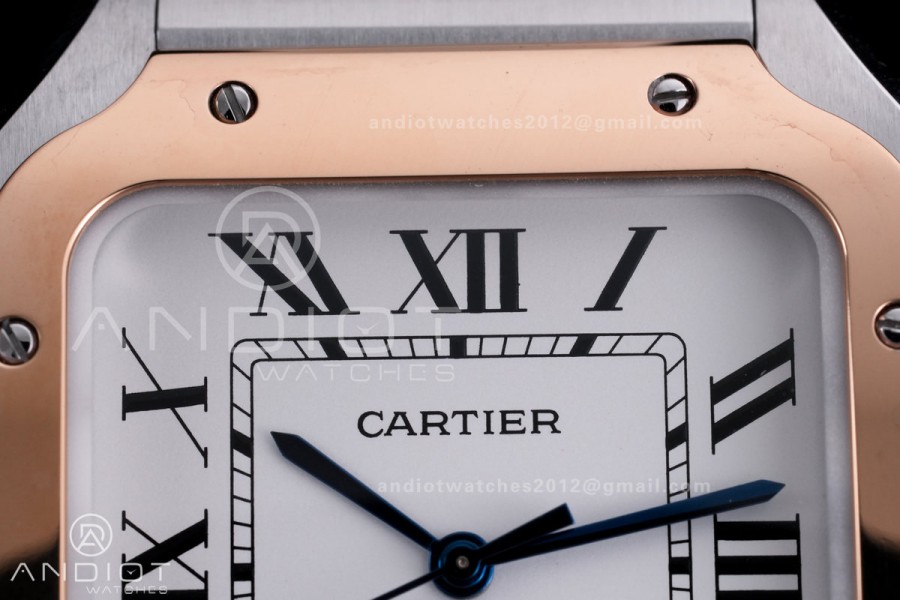 Santos de Cartier 40mm SS/RG AF 1:1 Best Edition White Dial on SS SmartLinks Bracelet MIYOTA 9015