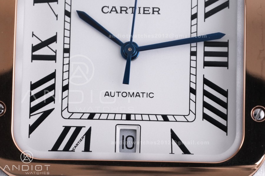 Santos de Cartier 40mm SS/RG AF 1:1 Best Edition White Dial on SS SmartLinks Bracelet MIYOTA 9015