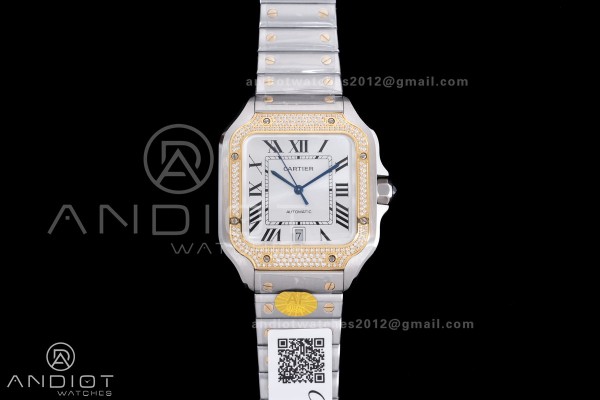 Santos de Cartier 40mm SS AF 1:1 Best Edition Whit...