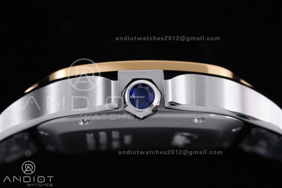 Santos de Cartier 40mm SS AF 1:1 Best Edition White Dial YG Diamond Bezel on SS SmartLinks Bracelet MIYOTA 9015