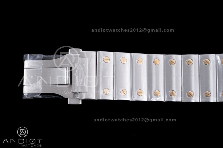 Santos de Cartier 40mm SS AF 1:1 Best Edition White Dial YG Diamond Bezel on SS SmartLinks Bracelet MIYOTA 9015