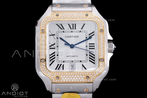 Santos de Cartier 40mm SS AF 1:1 Best Edition Whit...