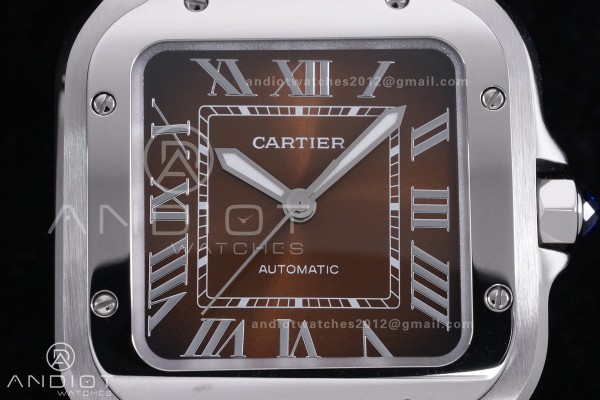 Santos de Cartier 35mm SS AF 1:1 Best Edition Brown Dial on SS SmartLinks Bracelet MIYOTA 9015