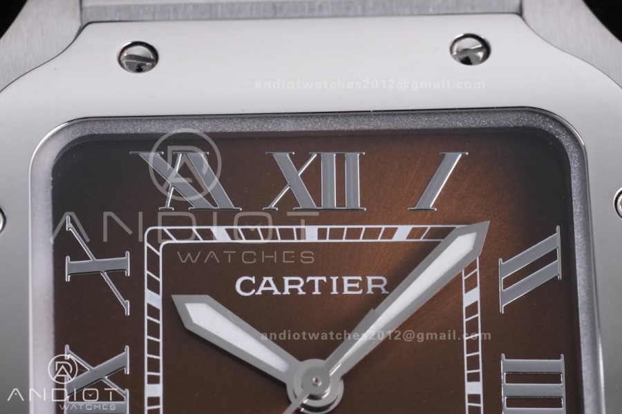 Santos de Cartier 35mm SS AF 1:1 Best Edition Brown Dial on SS SmartLinks Bracelet MIYOTA 9015