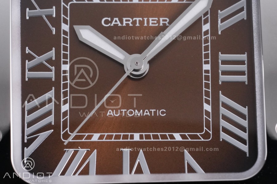 Santos de Cartier 35mm SS AF 1:1 Best Edition Brown Dial on SS SmartLinks Bracelet MIYOTA 9015