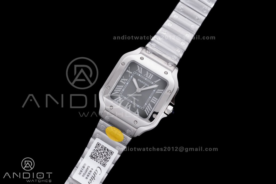 Santos de Cartier 35mm SS AF 1:1 Best Edition Gray Dial on SS SmartLinks Bracelet MIYOTA 9015