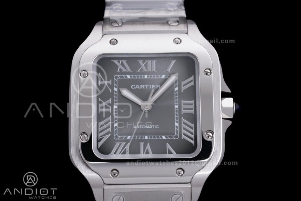 Santos de Cartier 35mm SS AF 1:1 Best Edition Gray Dial on SS SmartLinks Bracelet MIYOTA 9015