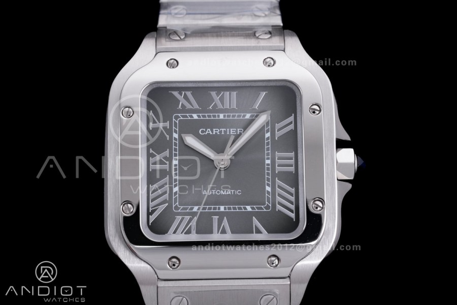 Santos de Cartier 35mm SS AF 1:1 Best Edition Gray Dial on SS SmartLinks Bracelet MIYOTA 9015