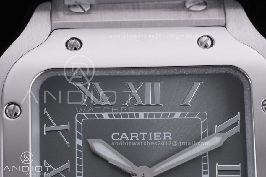 Santos de Cartier 35mm SS AF 1:1 Best Edition Gray Dial on SS SmartLinks Bracelet MIYOTA 9015