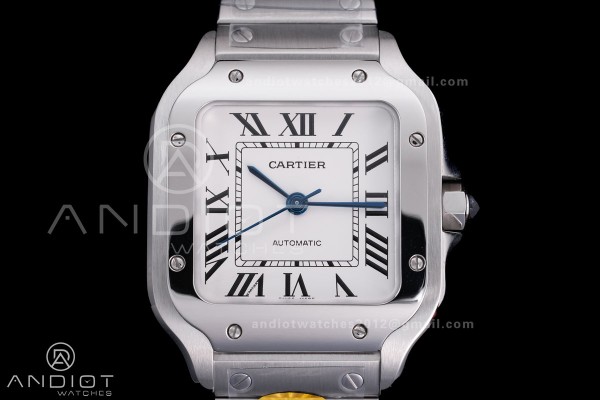 Santos de Cartier 35mm SS AF 1:1 Best Edition White Dial on SS SmartLinks Bracelet MIYOTA 9015