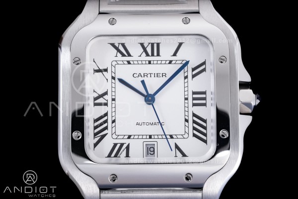 Santos de Cartier 40mm SS AF 1:1 Best Edition White Dial on SS SmartLinks Bracelet MIYOTA 9015