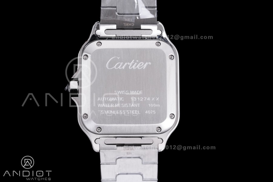 Santos de Cartier 35mm SS AF 1:1 Best Edition Green Dial on SS SmartLinks Bracelet MIYOTA 9015
