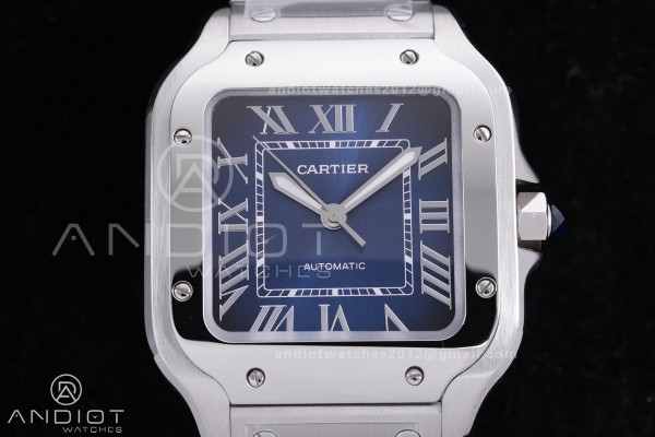 Santos de Cartier 35mm SS AF 1:1 Best Edition Blue Dial on SS SmartLinks Bracelet MIYOTA 9015