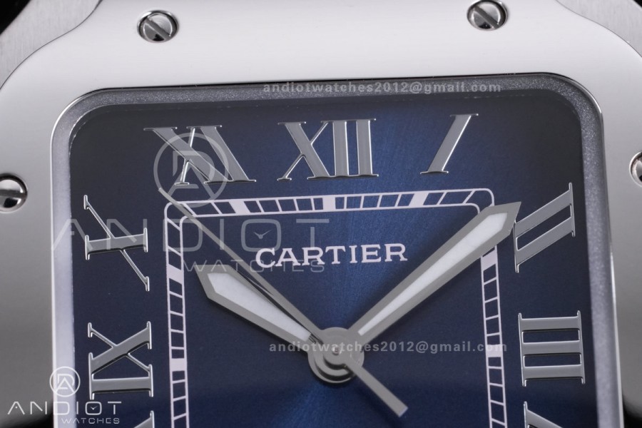 Santos de Cartier 35mm SS AF 1:1 Best Edition Blue Dial on SS SmartLinks Bracelet MIYOTA 9015