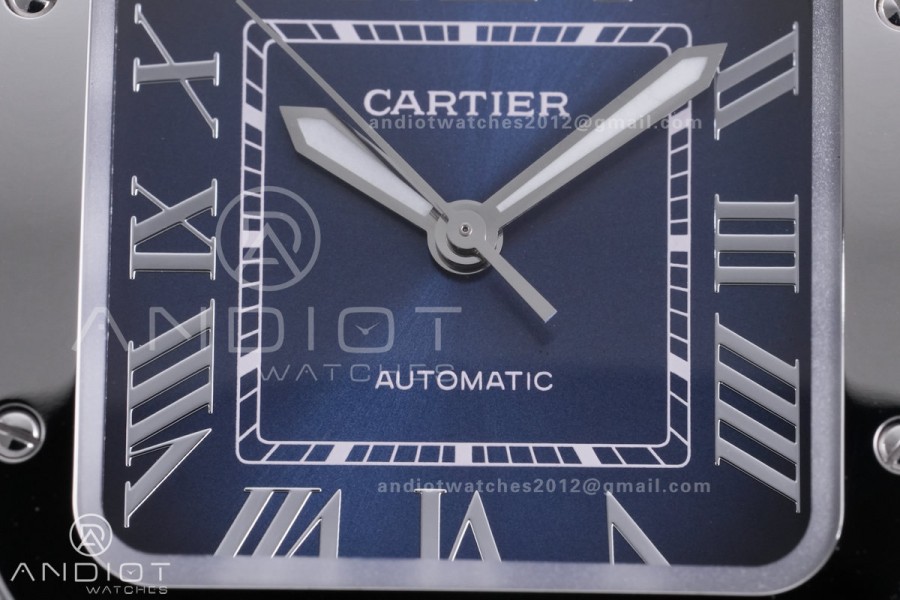 Santos de Cartier 35mm SS AF 1:1 Best Edition Blue Dial on SS SmartLinks Bracelet MIYOTA 9015