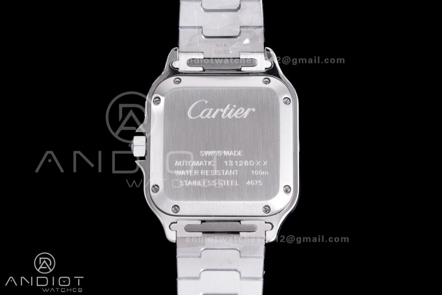 Santos de Cartier 35mm SS AF 1:1 Best Edition  Full Diamond Bezel Blue Dial on SS SmartLinks Bracelet MIYOTA 9015