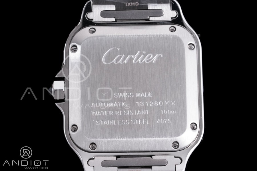 Santos de Cartier 35mm SS AF 1:1 Best Edition  Full Diamond Bezel Blue Dial on SS SmartLinks Bracelet MIYOTA 9015