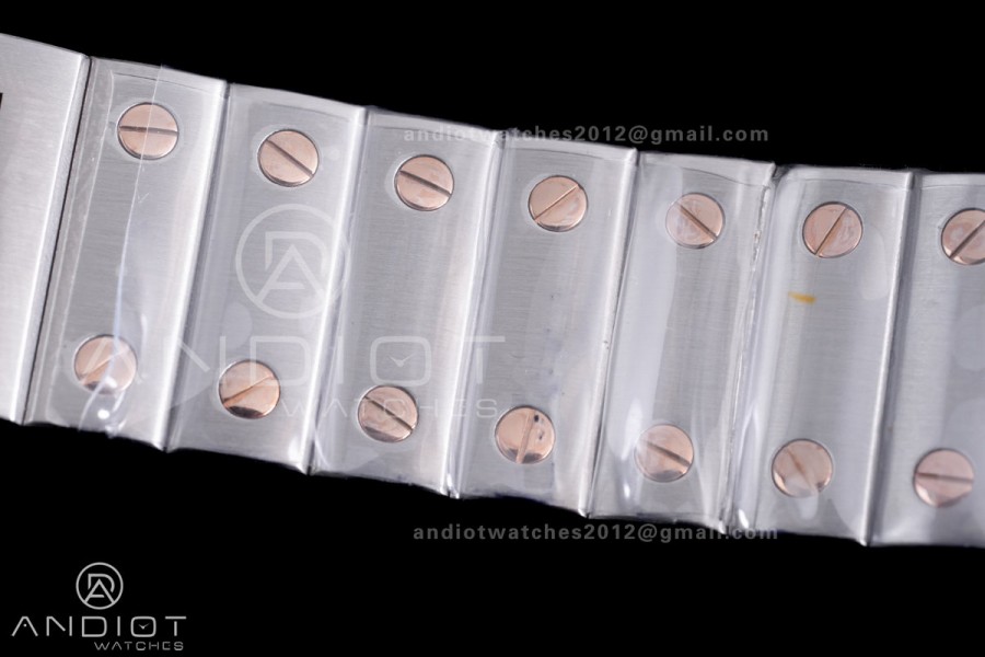 Santos de Cartier 35mm SS/RG AF 1:1 Best Edition White Dial on SS SmartLinks Bracelet MIYOTA 9015
