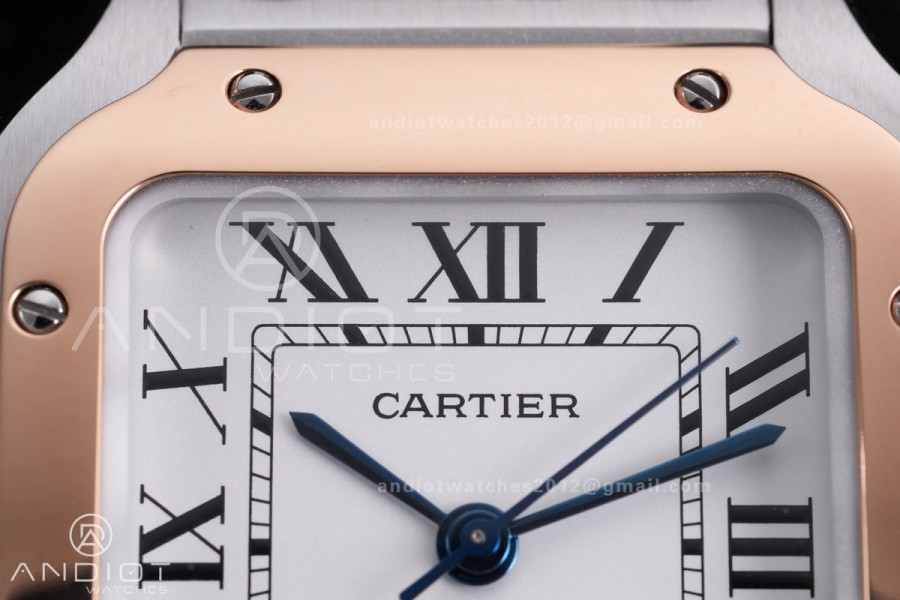 Santos de Cartier 35mm SS/RG AF 1:1 Best Edition White Dial on SS SmartLinks Bracelet MIYOTA 9015