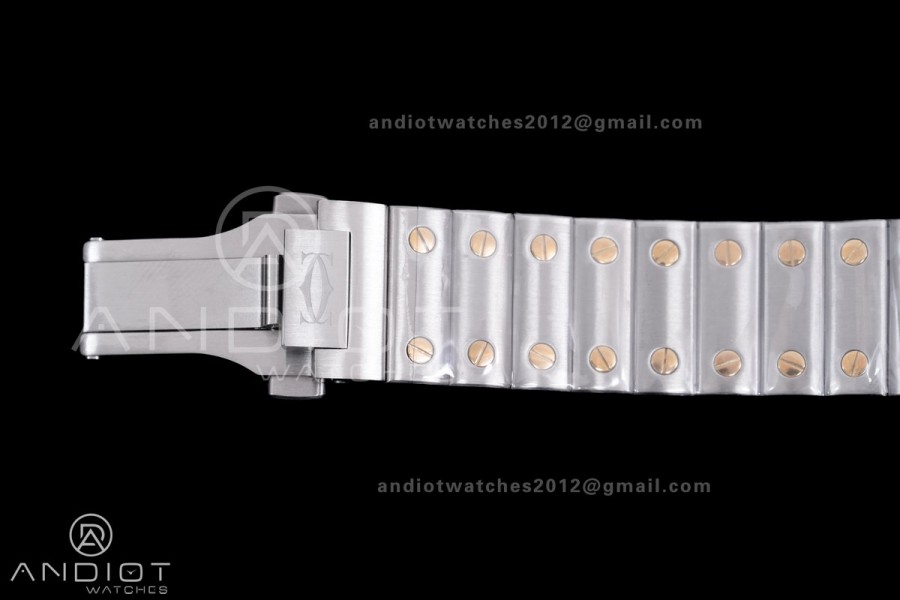 Santos de Cartier 35mm SS/YG AF 1:1 Best Edition White Dial on SS SmartLinks Bracelet MIYOTA 9015