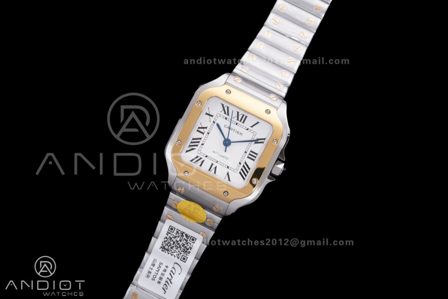 Santos de Cartier 35mm SS/YG AF 1:1 Best Edition White Dial on SS SmartLinks Bracelet MIYOTA 9015