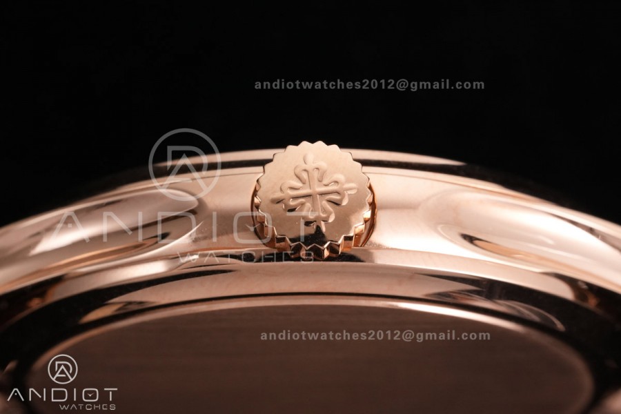 Calatrava 5227 RG 3KF 1:1 Best Edition White Dial on Brown Leather Strap A324 Super Clone V2