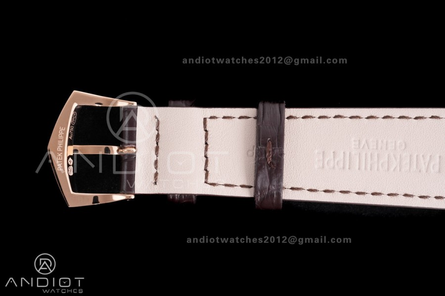 Calatrava 5227 RG 3KF 1:1 Best Edition White Dial on Brown Leather Strap A324 Super Clone V2