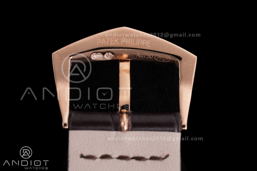 Calatrava 5227 RG 3KF 1:1 Best Edition White Dial on Brown Leather Strap A324 Super Clone V2