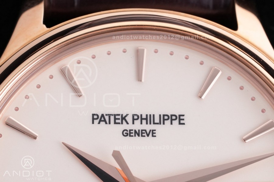 Calatrava 5227 RG 3KF 1:1 Best Edition White Dial on Brown Leather Strap A324 Super Clone V2