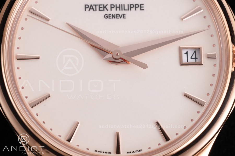 Calatrava 5227 RG 3KF 1:1 Best Edition White Dial on Brown Leather Strap A324 Super Clone V2