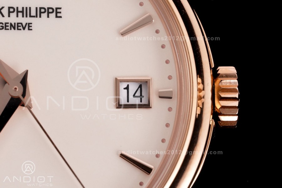 Calatrava 5227 RG 3KF 1:1 Best Edition White Dial on Brown Leather Strap A324 Super Clone V2