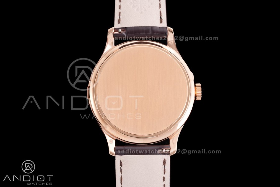 Calatrava 5227 RG 3KF 1:1 Best Edition White Dial on Brown Leather Strap A324 Super Clone V2