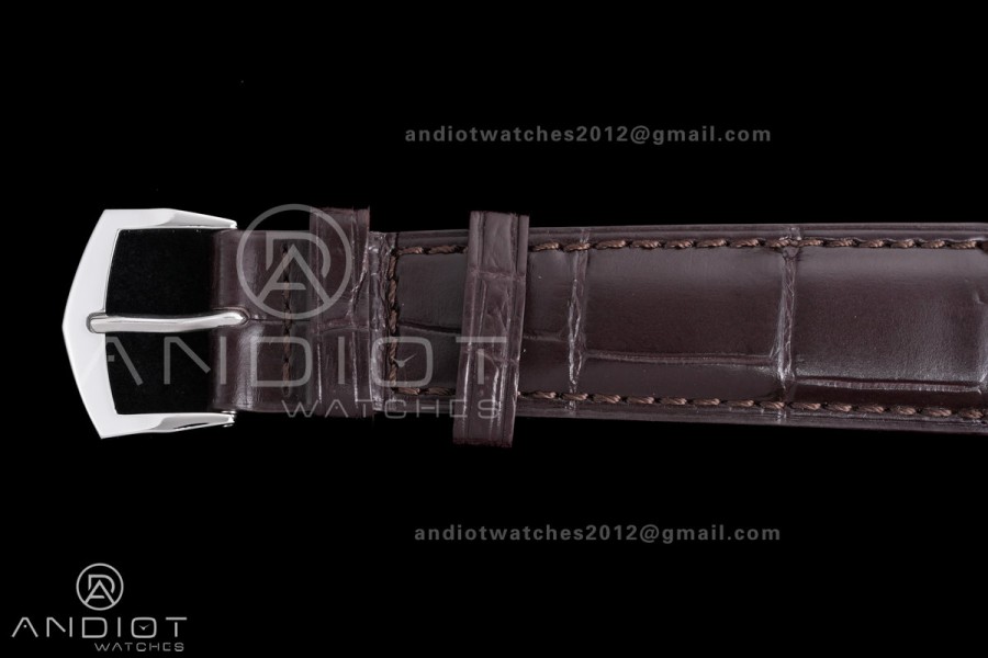 Calatrava 5227 SS 3KF 1:1 Best Edition White Dial on Brown Leather Strap A324 Super Clone V2